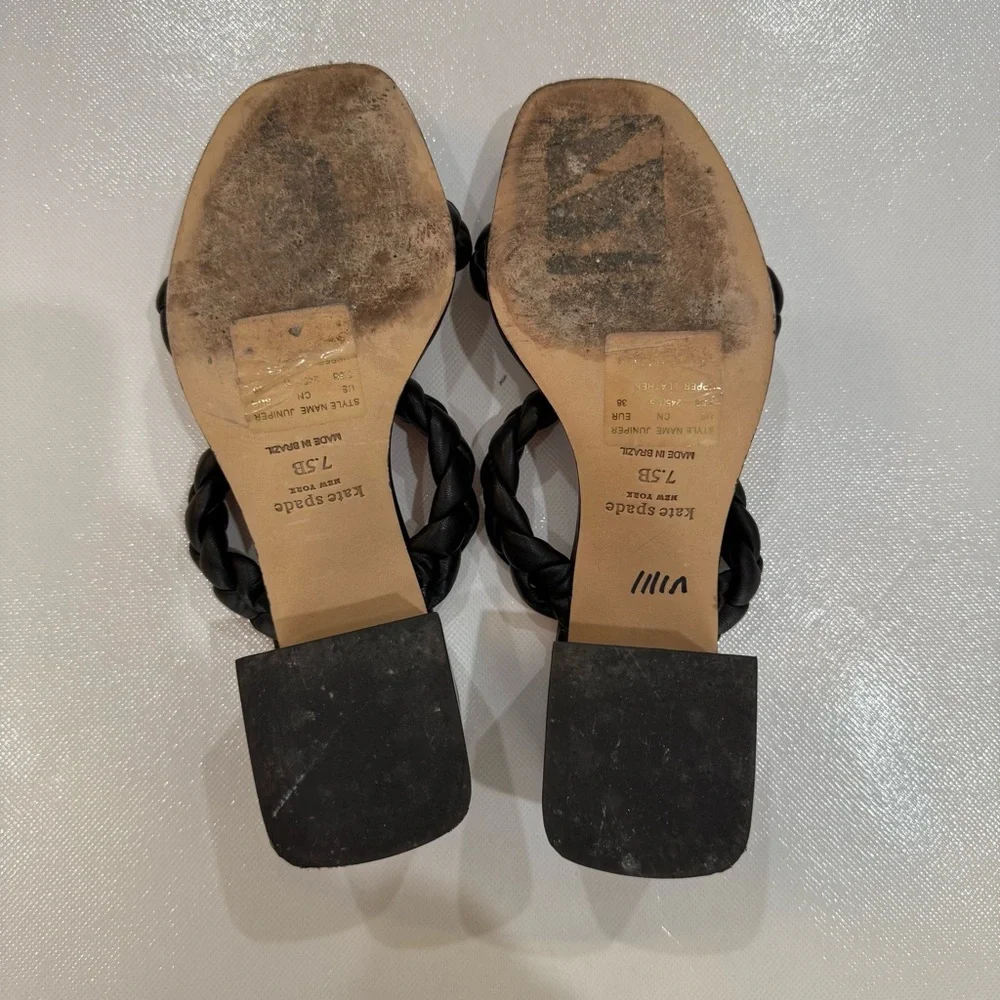 kate spade Womens Size 7.5 Sandal Juniper Puffy Braided Black Leather